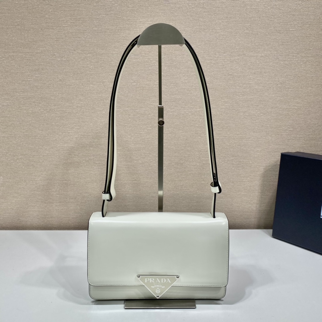 Prada Leather Bag Shoulder Bag Handbag White 1BD321